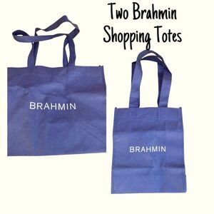 Two Brahmin Navy Blue Tote/Shopping Bags Large & Small